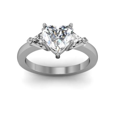 Heart Shaped Ring | Italo Three Stone Heart Created White Sapphire  Engagement Ring